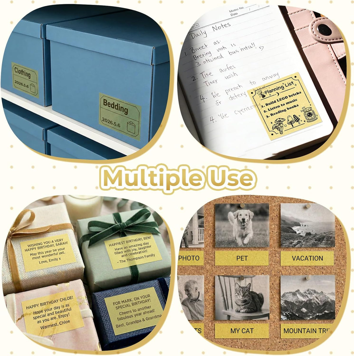 Golden Self-Adhesive Thermal Paper, Glossy Printable Sticker Paper Label for  M02/M02 Pro/M02S/P2S/M04S Mini Sticker Printer, 50Mm X 3.5M, Diameter 28Mm, 3-Rolls